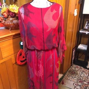 Vintage sheer red 1960s dress by Miss Elliette